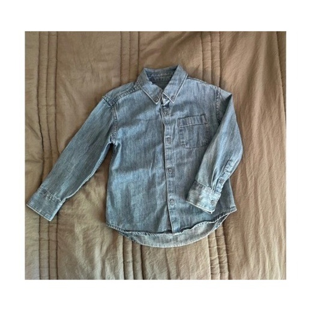 Nordstrom Denim Button Down Shirt Toddler Size 3 Light Blue EUC